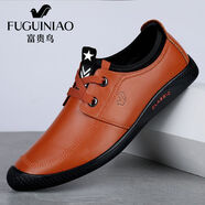 富貴鳥(niǎo)（FUGUINIAO）正品男鞋新款秋季男士真皮軟底軟面牛皮英倫風(fēng)潮流休閑皮鞋 FG120400012紅棕色 37