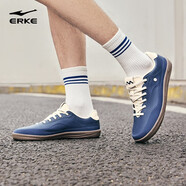 鴻星爾克男鞋平底白色板鞋2026年春季新款皮面休閑鞋子輕便百搭商務(wù)運動(dòng)鞋 墨水藍/蒼野灰 40 【正品保障】