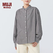 MUJI女式 圓領(lǐng)襯衫 女士襯衣內搭春秋 BCB91C4S 炭灰色條紋 M （160/84A）