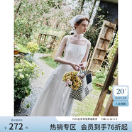 范思藍恩腰精裙系列 白色無(wú)袖吊帶連衣裙女夏法式領(lǐng)證小白裙2048 象牙白 XS