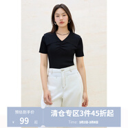 獨束大碼女裝娃娃領(lǐng)針織短袖2025夏季新品通勤時(shí)尚氣質(zhì)上衣T恤 曜石黑 2XL （尺碼：4）