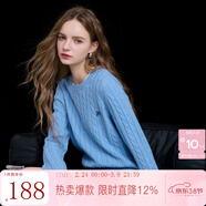 三彩2025冬季新款繡花絞花針織衫圓領(lǐng)毛衫長(cháng)袖M 天空藍 L 165/88A