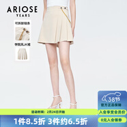 艾諾絲雅詩(shī)【商場(chǎng)同款】夏新款鏈條裝飾短裙百褶裙學(xué)院風(fēng)JK裙女10513526 燕麥色 S