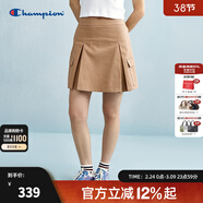 Champion冠軍短裙2025春季新款百褶校園A字裙休閑純色半裙潮 卡其色 L