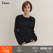 fano studios范洛Fano 毛邊寬松圓領(lǐng)打底衫長(cháng)袖T恤女2026春季仿羊絨插肩袖上衣 黑色 L （第二批）