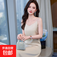 高級垂感夏季女生內搭吊帶背心裙2025新款修身氣質(zhì)長(cháng)款性感連衣裙 香檳色 （RF0096） L 碼100-108斤