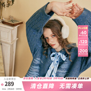 兩三事同頻奏鳴 2025春季新款休閑花色綁帶連帽針織裙寬松連衣裙 藍色 M