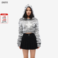 SMFKTequila 十字龍舌蘭短帽衫針織衫短款保暖帶帽上衣黑白鞠婧祎 黑白 S