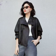 AEMAPE美式高檔皮衣外套女短款2026春秋新款立領(lǐng)氣質(zhì)機車(chē)服皮夾克洋氣 黑色 L 建議【115-130斤】