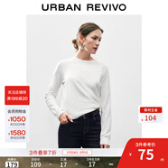 UR秋冬新款女裝簡(jiǎn)約基礎純色圓領(lǐng)長(cháng)袖針織衫UWB940011 本白 XL