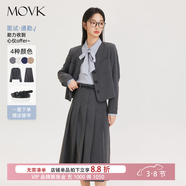 MOVK灰色小個(gè)子春秋新款高級感氣質(zhì)面試正裝職業(yè)西服套裝女大學(xué)生 米色圓領(lǐng)西裝 【輕薄短袖款】 M  106-115斤