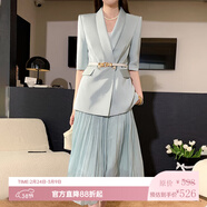 AD西裝套裝女夏季ol通勤女裝2024新款職業(yè)裝高級感西服百褶裙薄款 西裝+半裙（均碼） M