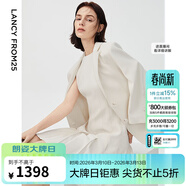 朗姿三醋酸Basic衣櫥白色女士小西裝外套夏新款西服明星同款 米白色 M