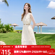 百圖betu女裝2025夏季新款連衣裙無(wú)袖羽毛流蘇背心氣質(zhì)裙子女2506T52 淺杏色 S