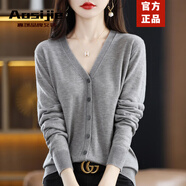 Aosijie高端品牌 針織開(kāi)衫女2026春秋新款寬松氣質(zhì)百搭v領(lǐng)毛衫上衣 【灰色V領(lǐng)】 2XL