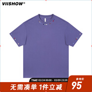viishow美式短袖T恤男夏季潮牌設計感半袖體恤高街寬松情侶上衣 紫色 S
