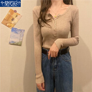莫代爾春秋季新款2026內搭針織衫女外穿顯瘦打底衫休閑學(xué)院風(fēng)套頭上衣 燕麥色 M