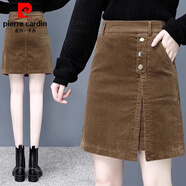 皮爾卡丹（pierre cardin）燈芯絨半身裙女秋冬高腰a字外穿裙褲2026新款時(shí)尚短裙子打底褲裙 80#焦糖色 S