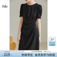 范思藍恩黑色氣質(zhì)通勤短袖連衣裙女夏季短袖法式收腰顯瘦裙子2038 氣質(zhì)黑 S