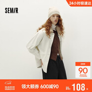 森馬（Semir）森柔牛仔|牛仔外套女中長(cháng)款燈芯絨翻領(lǐng)秋季落肩寬松103524109001