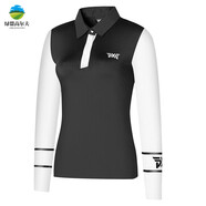 GOLF26新款高爾夫球服裝女裝長(cháng)袖T恤衣服球衣運動(dòng)POLO衫上衣透氣修身 黑色 M