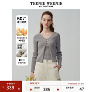 Teenie Weenie【原紗防曬】小熊淑女白色毛衣針織開(kāi)衫長(cháng)袖打底衫女空調衫 灰色 XS (155)