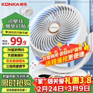 康佳（KONKA）空氣循環(huán)扇家用風(fēng)扇遙控臺式桌面電風(fēng)扇辦公室輕音換氣扇搖頭壁掛電扇交流定頻小風(fēng)扇KXHS-1511E-P