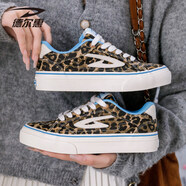 德?tīng)柣荩―EERWAY）經(jīng)典滑板鞋女鞋2026新款春季運動(dòng)板鞋學(xué)生復古低幫休閑鞋帆布鞋子 豹紋 35