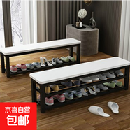 換鞋座椅家用門(mén)口可坐鞋柜長(cháng)板凳凳子浴室更衣室條凳健身房休息 A白面+黑架 三層放鞋/長(cháng)240寬35高56cm