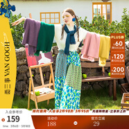 兩三事梵高文藝 青衫 蕾絲拼接半高領(lǐng)打底衫女春季復古修身內搭針織衫 杏色 均碼 F