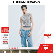 UR2025秋季新款女裝時(shí)尚學(xué)院風(fēng)菱格提花無(wú)袖針織衫UYY950061 粉灰 (面料微透) M