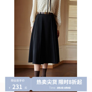 獨束[神裙3.0版]獨束大碼女裝高腰半身裙女秋冬微胖mm遮胯顯瘦A字裙 靜謐黑 2XL