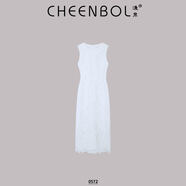 淺帛（CHEENBOL）0572蕾絲無(wú)袖連衣裙春季高級感氣質(zhì)時(shí)尚百搭修身顯瘦簡(jiǎn)約風(fēng)小白裙 白色 S 推薦80-95斤