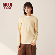 MUJI女式 雙羅紋編織 圓領(lǐng)長(cháng)袖T恤 上衣打底衫女裝25年冬季 淺黃色 M (160/84A)