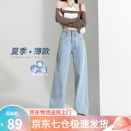 蘿美醬2026新款牛仔褲女春秋闊腿寬松褲子高腰小個(gè)子窄版休閑褲直筒褲子 淺藍色小個(gè)子【身高158cm以下】 XS 【建議75-83斤】