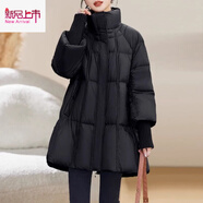 啄木鳥(niǎo)（TUCANO）a字版輕奢時(shí)尚中長(cháng)款棉服女冬季2025新款小個(gè)子加厚感寬松女 黑色 XL (115-125斤)