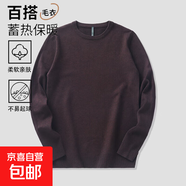 2026秋冬新款高端圓領(lǐng)毛衣百搭純色針織衫商務(wù)男款內搭打底線(xiàn)衣男 咖紅色 XL