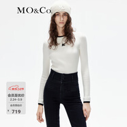 MO&Co.【美麗諾綿羊毛】假兩件拼接修身百搭針織衫內搭外穿摩安珂 米白色-第2批 M 165