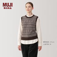 MUJI女式 安第斯羊毛提花編織背心 女裝上衣針織馬甲  BA1P3A4A 棕色圖案 L 165/88A