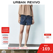 UR2026夏季新款女裝休閑復古做舊水洗卷邊牛仔短褲UYY860110+ 藍色 27