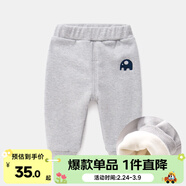 嘟嘟家寶寶褲子加厚冬裝男新生兒童褲女童打底褲冬季兒童加絨褲嬰兒vip 灰色 90