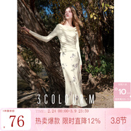 三彩2025秋款半身裙立裁收腰印花魚(yú)尾裙長(cháng)裙浪漫度假M 香檳色花卉 XL 170/76A