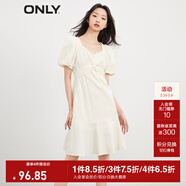 ONLY溫柔時(shí)尚高腰v領(lǐng)泡泡袖短款連衣裙女|123107092 A07 珍珠SEEDPEARL XL (175) 92A