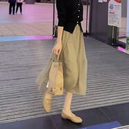 先行鳥(niǎo)氣質(zhì)歐根紗半身裙女2026春夏新款仙女裙a字裙韓版中長(cháng)款女裝紗裙 【歐根紗半裙】咖色 80厘米 帶口袋 M 建議75-95斤