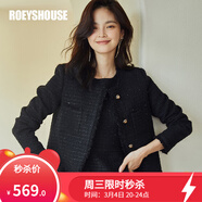 ROEYSHOUSE 羅衣知性小香風(fēng)粗花呢套裝女秋冬新款外套連衣裙兩件套05570 05570黑色（外套） L