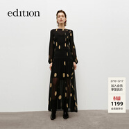 edition連衣裙女復古宮廷風(fēng)波點(diǎn)印花壓褶兩件裙子新復古回潮 黑杏波點(diǎn)色 XS 155