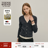 Teenie Weenie小熊女裝秋季時(shí)尚綿羊毛衣長(cháng)袖款毛針織開(kāi)衫灰色外套 深灰色 M (165)