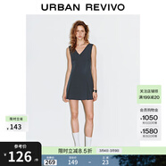 UR春季新款女裝拼接蕾絲V領(lǐng)超短款連衣裙UYY750036 墨藍 (領(lǐng)口偏低) XL