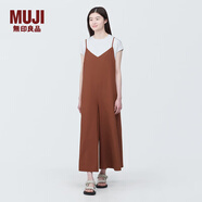MUJI 女式 易干彈力泡泡紗 背帶褲 女裝夏季連體褲吊帶BC2JRA4S 磚紅色 L （165/88A）