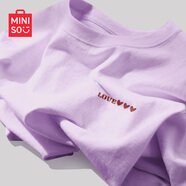 名創(chuàng  )優(yōu)品（MINISO）純棉短袖女t恤夏季2026年新款韓系超火內搭半袖紫色個(gè)性圓領(lǐng)上衣 香芋紫(m并列心胸標) M 160(不褪色不變形)